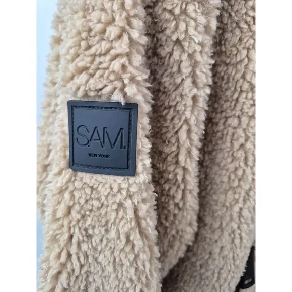 SAM. Women's Camel Denver Faux Shearling Jacket Size Large - Picture 4 of 6
